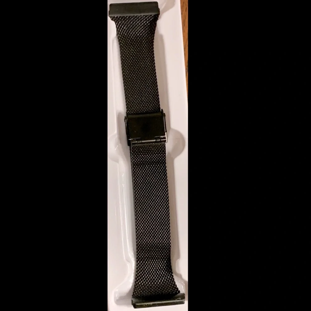 MELIYA Slim Black Stainless Steel Fitbit Fitness Tracker Replacement Wristband
